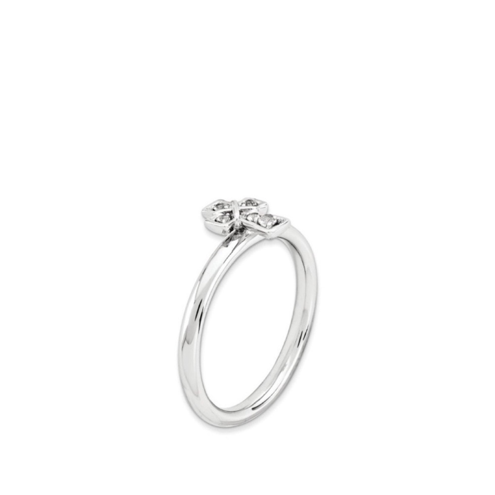 NEW Sterling Silver White Topaz Cross Ring Size 7 - Picture 3 of 8